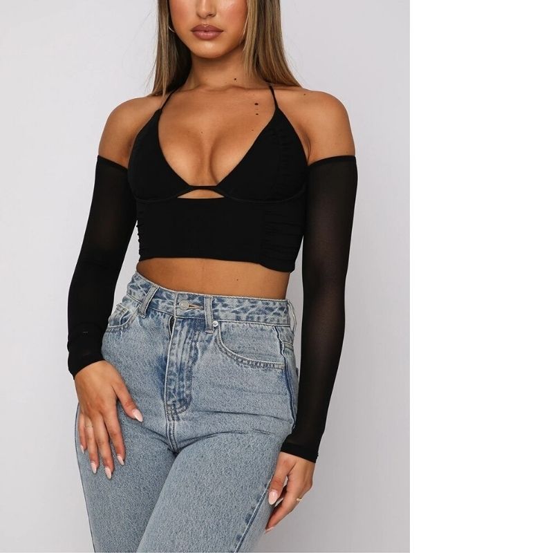 MIRA CUT OUT CROP TOP IN WHITE