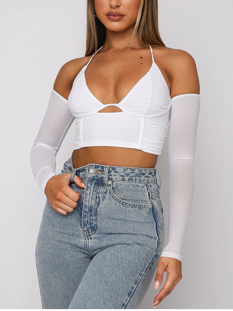 MIRA CUT OUT CROP TOP IN WHITE